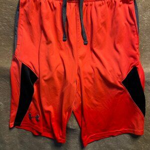 Under Armour Youth‎ Large Red Orange Black Loose Athletic Basketball Shorts C03